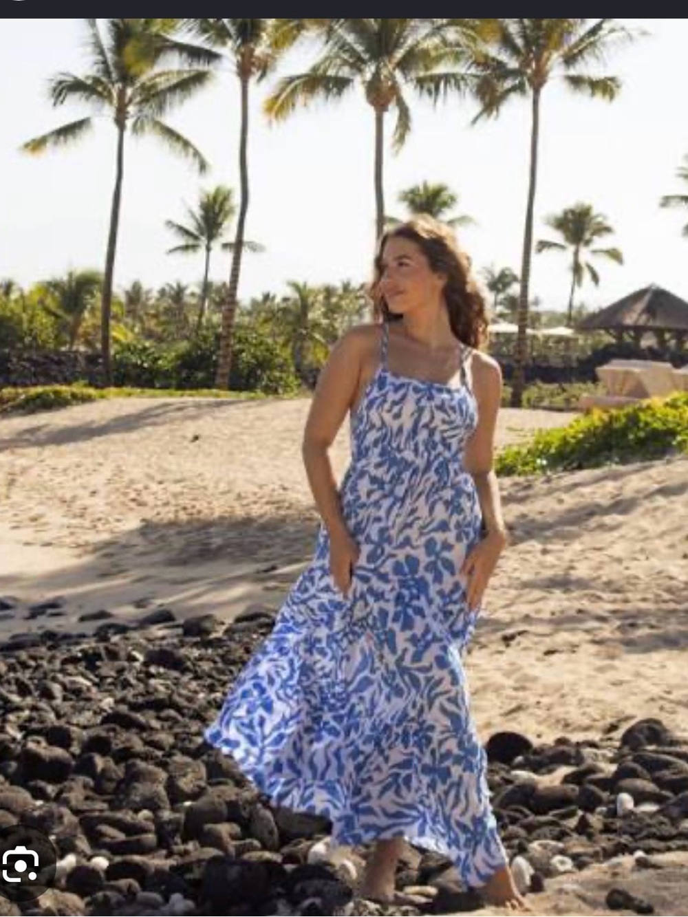 NWOT Tiare Hawaii Blue and White Floral Maxi Dress